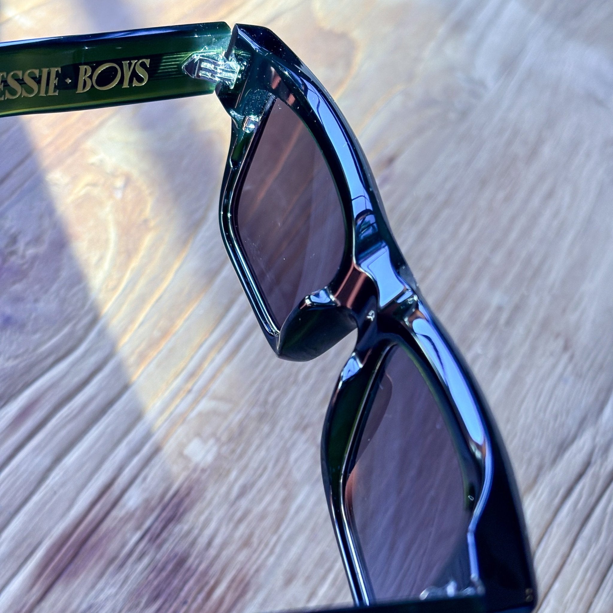 The Finchley Cut Regency Green acetate sunglasses — Jessie Boys