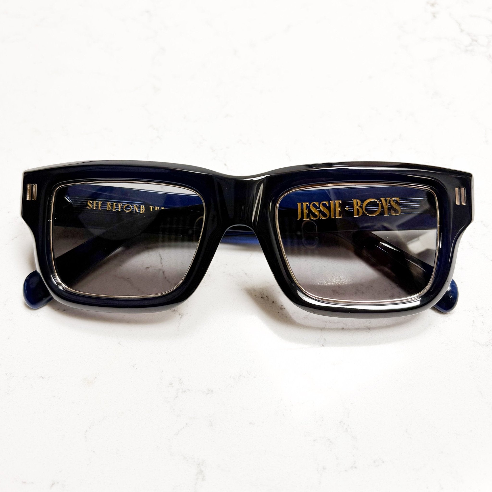 Jessie Boys Finchley Cut sunglasses in Inkwell Blue, front-on hero shot