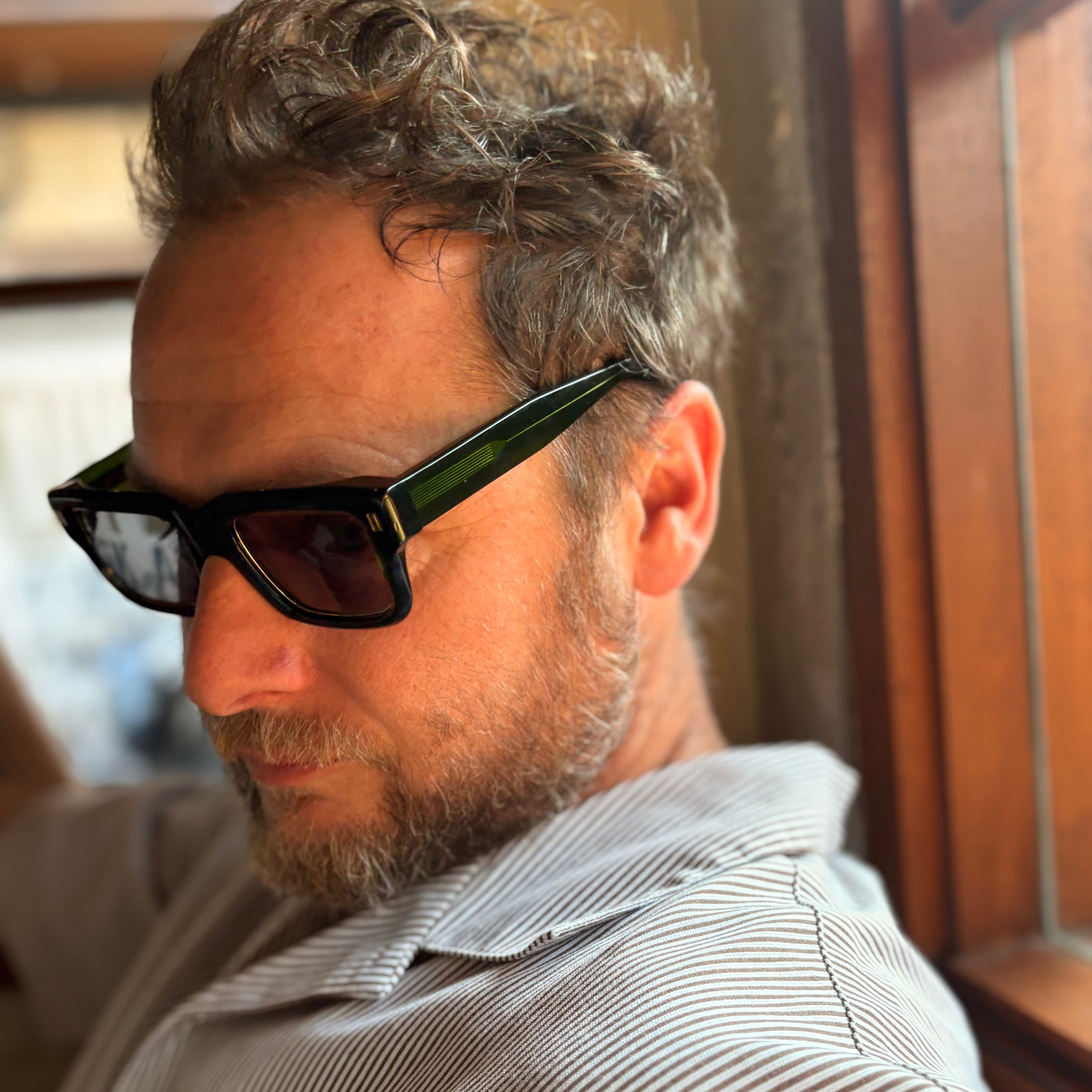 The Finchley Cut Rectangular Sunglasses - Regency Green